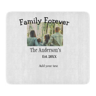Add family name photo year rustic vintage holiday cutting board