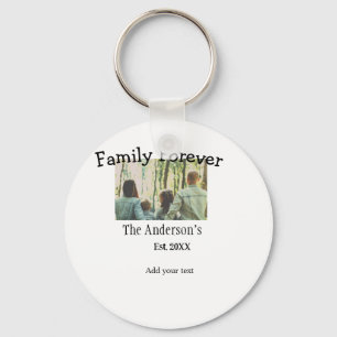Add family name photo year rustic vintage holiday key ring