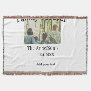 Add family name photo year rustic vintage holiday throw blanket