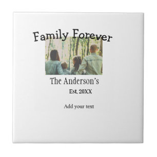 Add family name photo year rustic vintage holiday tile