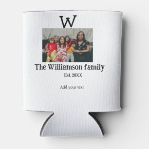 Add family name photo year rustic vintage reunion can cooler
