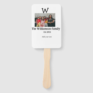 Add family name photo year rustic vintage reunion hand fan