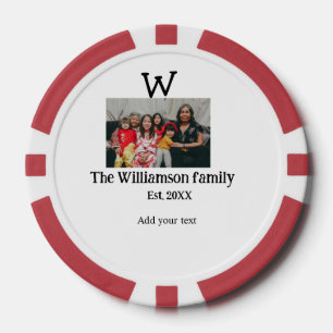 Add family name photo year rustic vintage reunion poker chips