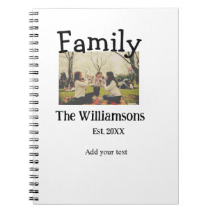 Add family name photo year rustic vintage template notebook