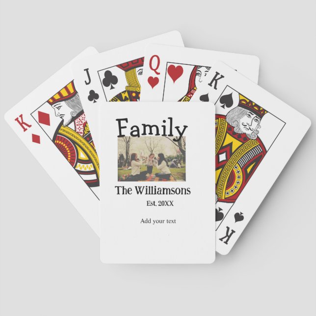 Add family name photo year rustic vintage template playing cards (Back)
