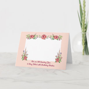 Add Family Photo Birthday Card in Peach Flowers