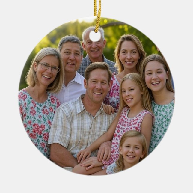 Add Family Reunion Photo Customise Ceramic Tree Decoration (Front)