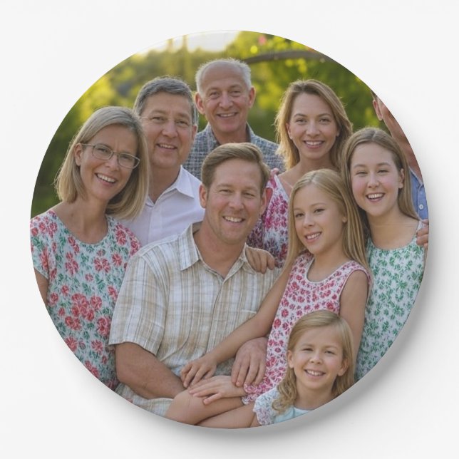 Add Family Reunion Photo Customise Paper Plate (Front)