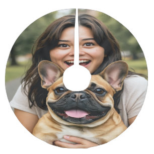 Add French Bulldog Photo Personalise Brushed Polyester Tree Skirt