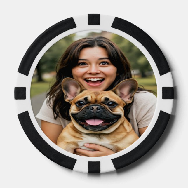 Add French Bulldog Photo Personalise Poker Chips (Front)