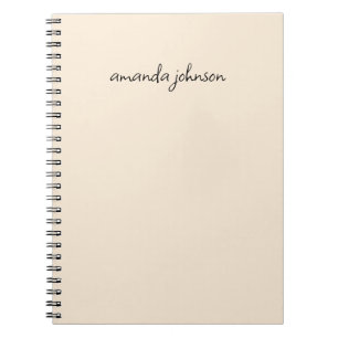 Add Full Name Minimal Monogram on Cream Notebook