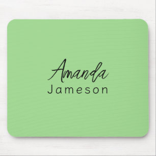 Add Full Name Simple Minimal Monogram Lime Green M Mouse Mat