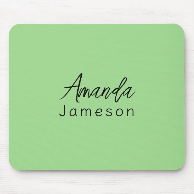 Add Full Name Simple Minimal Monogram Lime Green M Mouse Mat (Front)