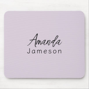 Add Full Name Simple Minimal Monogram on Lilac Mouse Mat