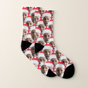 Add Funny Grandpa Face Photo Santa Christmas Red Socks