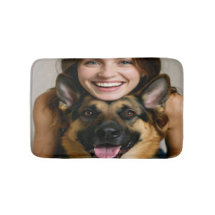 Add German Shepherd Photo Personalize Bath Mat