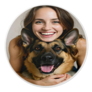 Add German Shepherd Photo Personalize Ceramic Knob
