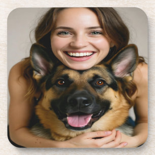 Add German Shepherd Photo Personalize Coaster