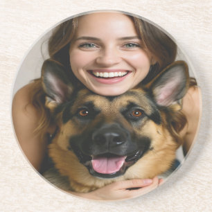 Add German Shepherd Photo Personalize Coaster