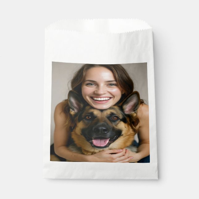 Add German Shepherd Photo Personalize Favour Bags (Front)