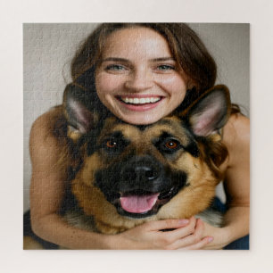 Add German Shepherd Photo Personalize Jigsaw Puzzle
