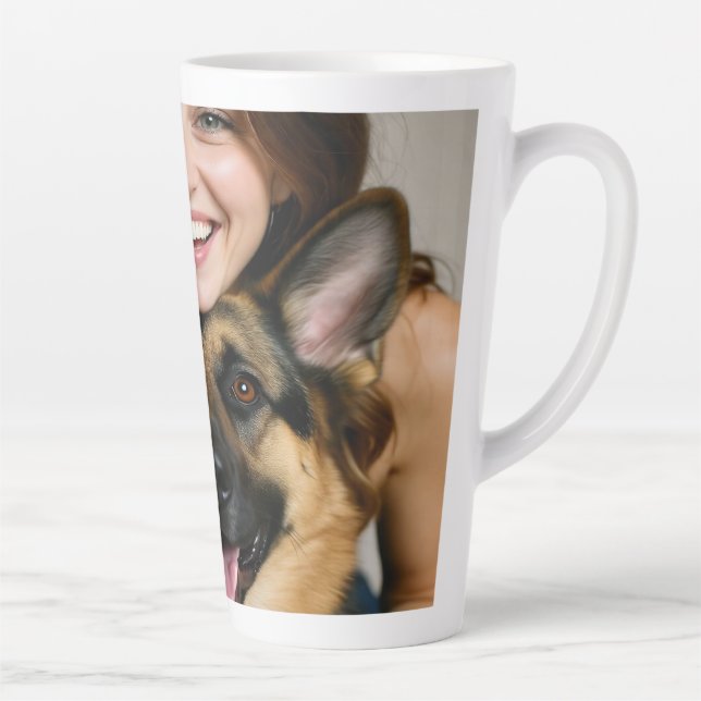 Add German Shepherd Photo Personalize Latte Mug (Right)