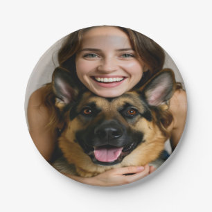 Add German Shepherd Photo Personalize Paper Plate