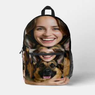 Add German Shepherd Photo Personalize Printed Backpack