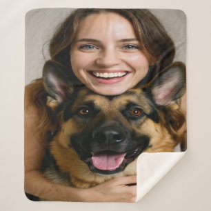 Add German Shepherd Photo Personalize Sherpa Blanket