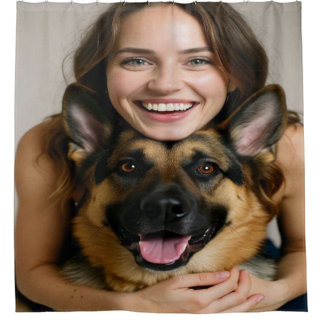 Add German Shepherd Photo Personalize Shower Curtain (Front)