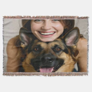 Add German Shepherd Photo Personalize Throw Blanket