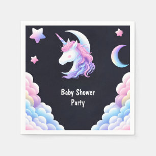 Add Glow Space Royal Pony Unicorn Baby Girl Shower Napkin