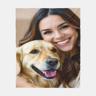 Add Golden Retriever Photo Personalize Fleece Blanket