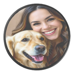 Add Golden Retriever Photo Personalize Hockey Puck
