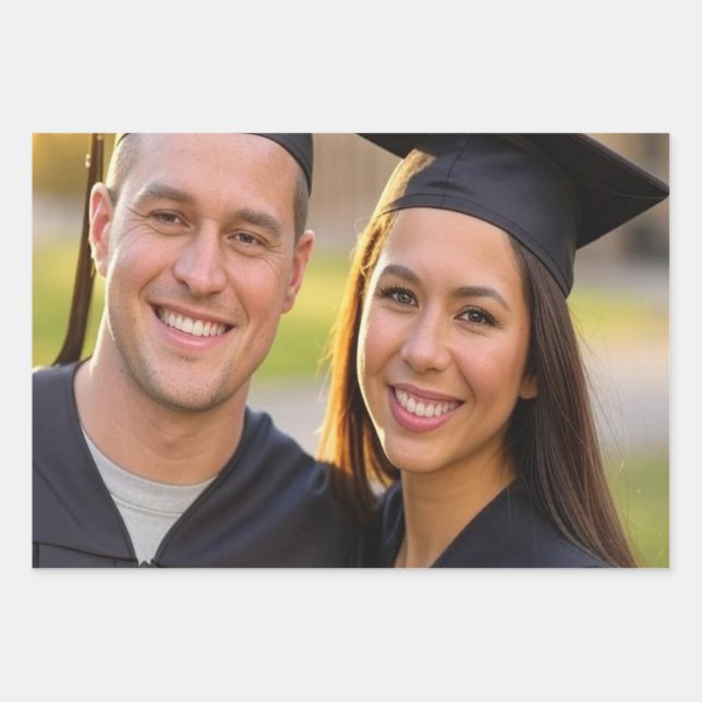 Add Graduation Photo Customise Wrapping Paper Sheet (Front)