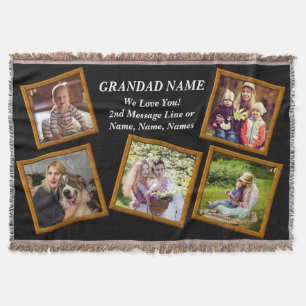 Add Grandfather Name Photo Images Pictures Frames  Throw Blanket