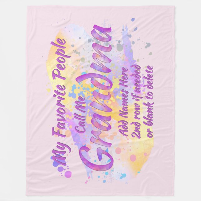 Add Grandkids Name Favourite People Call Me Grandm Fleece Blanket (Front)
