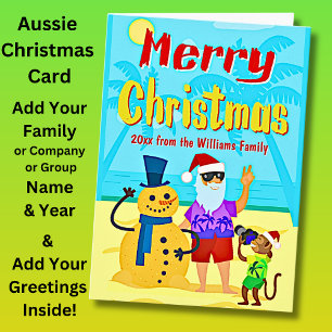 Add Greeting Text Santa Beach Photo Christmas Card