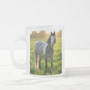 Add Horse Photo Customise Frosted Glass Coffee Mug