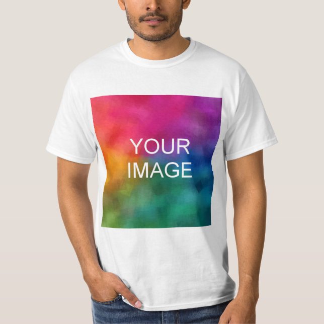 Add Image Photo Business Logo Template Mens Modern T-Shirt (Front)