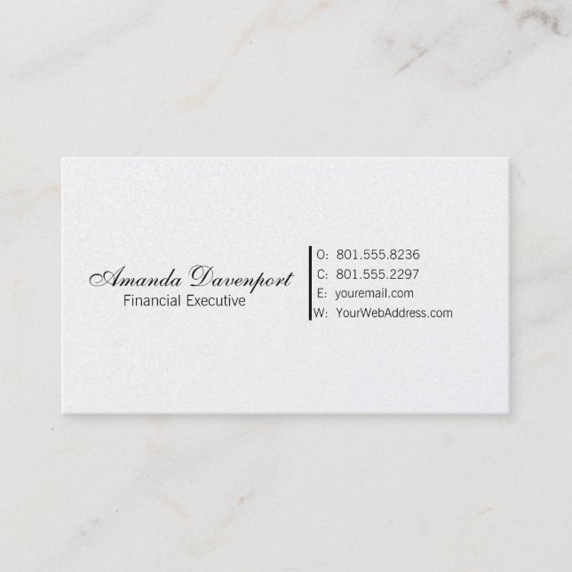 Add Info Luxury Pearl Professional Business Cards (Front)