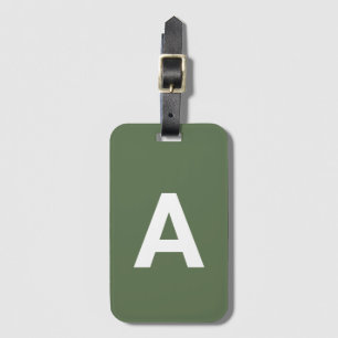 Add initial Monogram Personalised Olive Green Luggage Tag