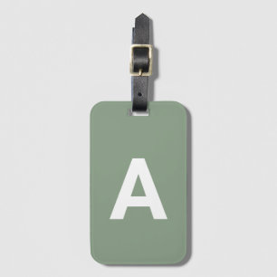 Add initial Monogram Personalised Sage Green Luggage Tag