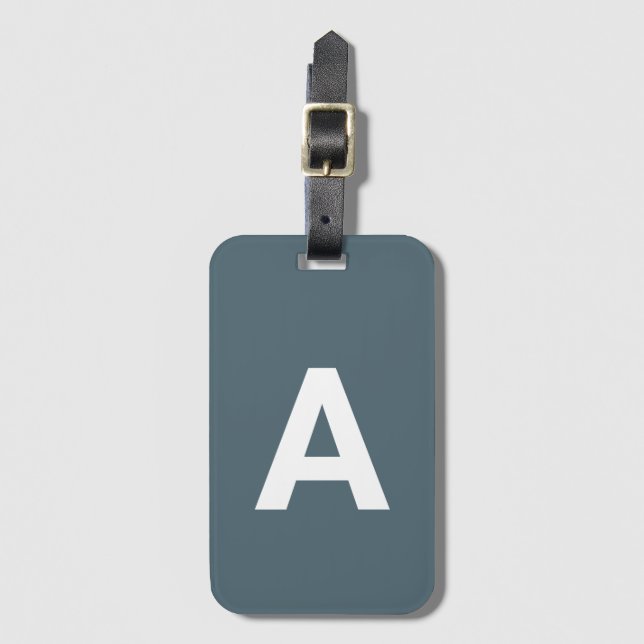 Add initial Monogram Personalised Simple Blue Luggage Tag (Front Vertical)