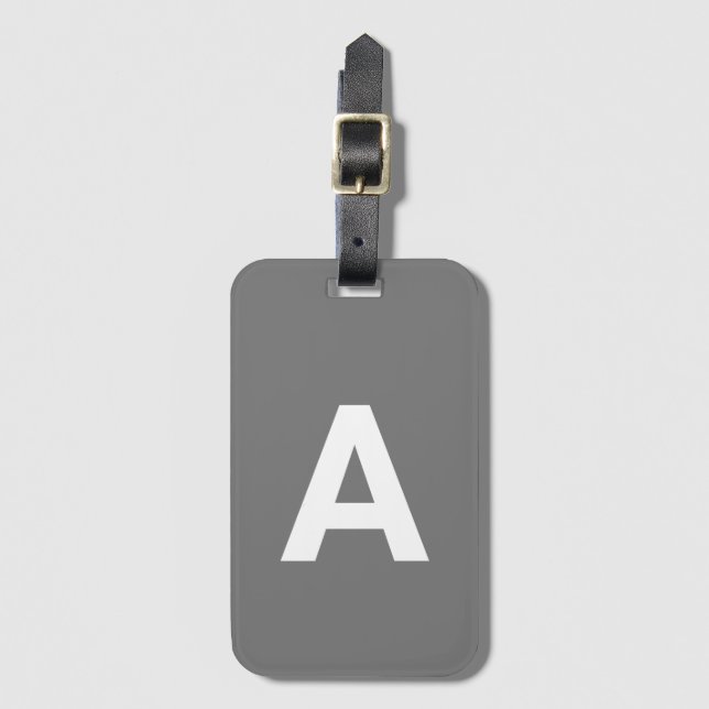 Add initial Monogram Personalised Simple Modern Luggage Tag (Front Vertical)