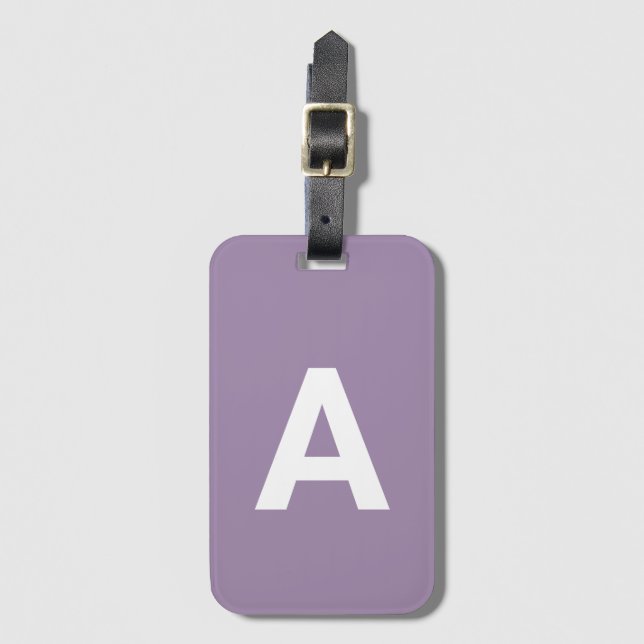 Add initial Monogram Personalised Simple Purple Luggage Tag (Front Vertical)