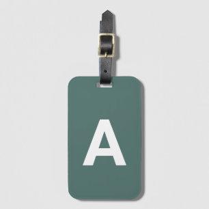 Add initial Monogram Personalised Simple Teal Luggage Tag