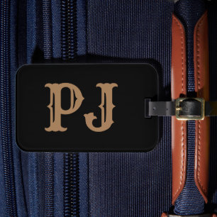 Add initial Monogram Personalized Simple Black Luggage Tag