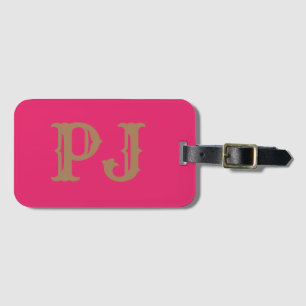 Add initial Monogram Personalized Simple Pink Luggage Tag