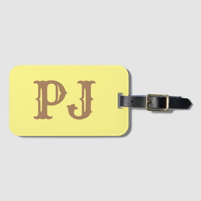Add initial Monogram Personalized Simple Yellow Luggage Tag (Front Horizontal)